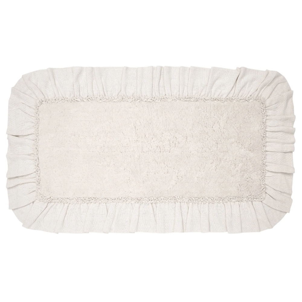 Beautiful Farmhouse/Country/Neutral Burlap Antique White Bath mat 27x48